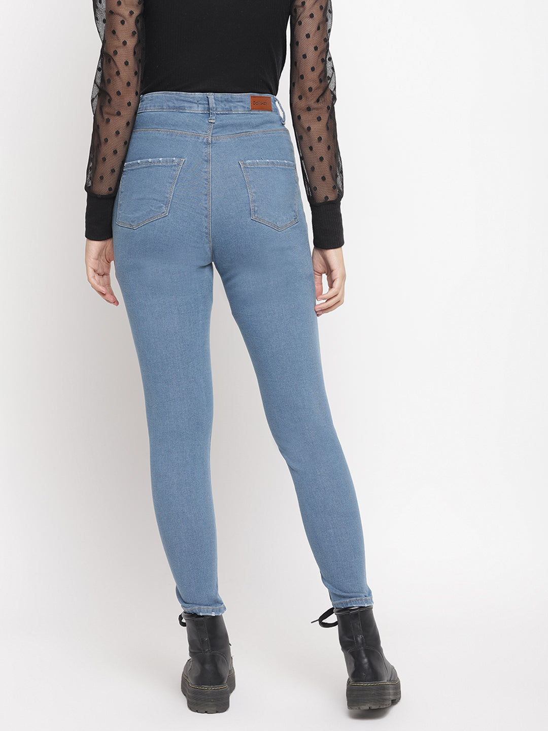 Women Super High Waist Light Blue Super Skinny Denim Jeans