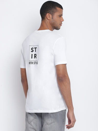 Men White Printed T-shirt