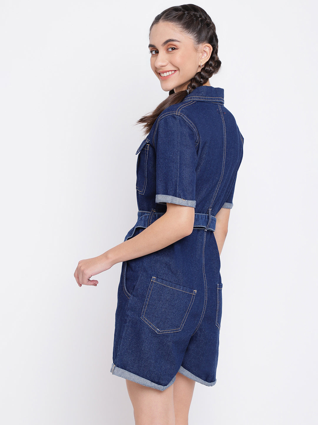 Dark Blue Denim Dungaree with belt