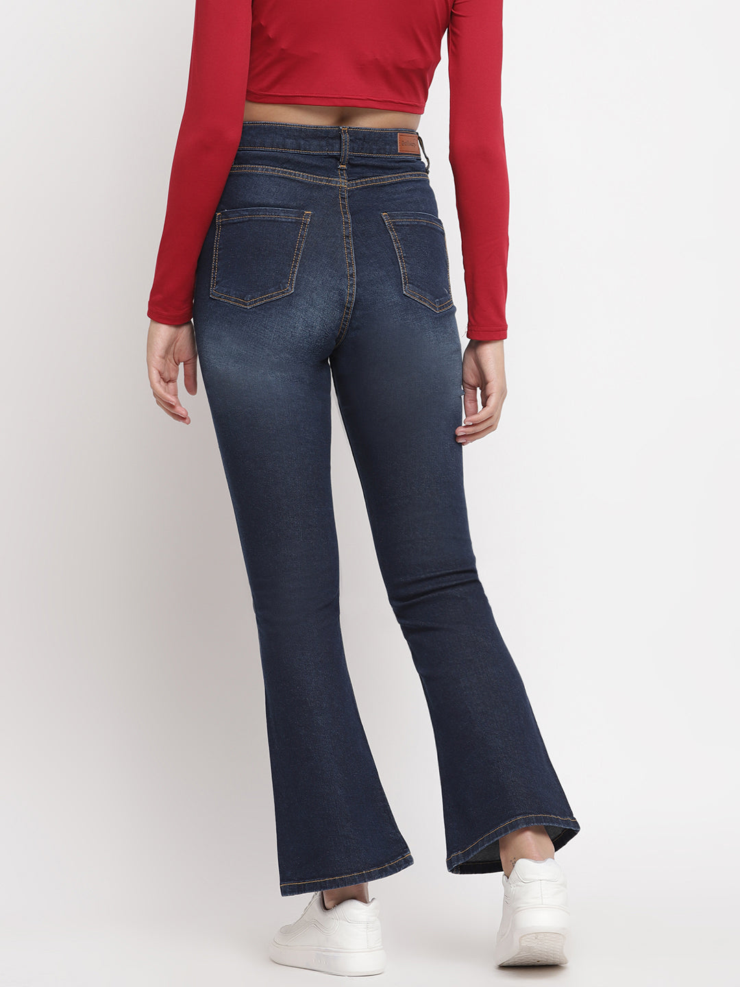 Women Dark Blue Boot Cut Jeans