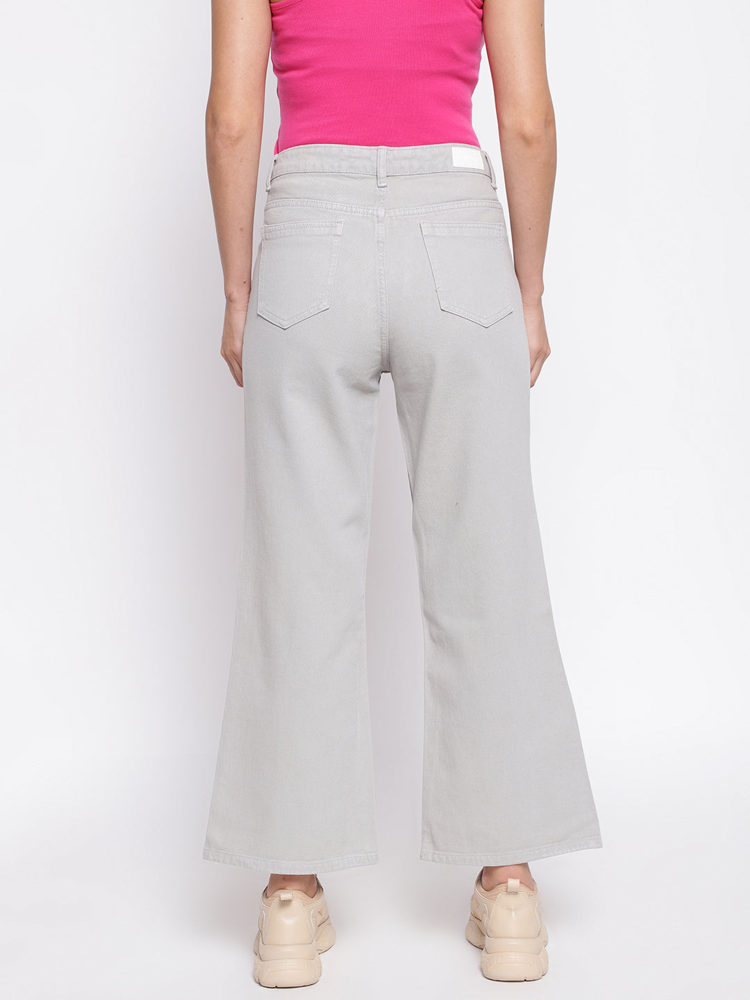 Light Grey Denim Flared Jeans