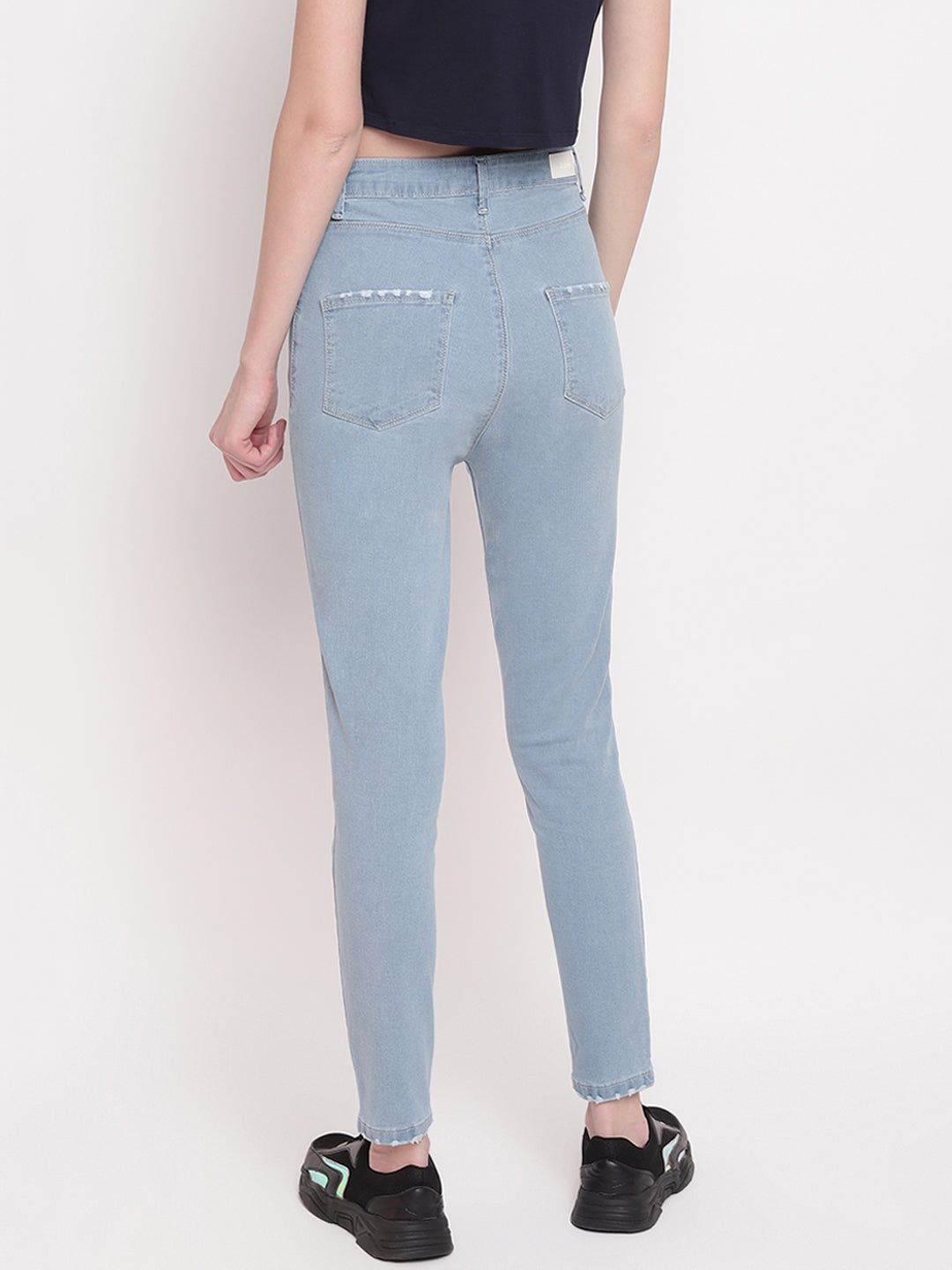 Women Light Blue High Waist Slim Fit Denim Jeans