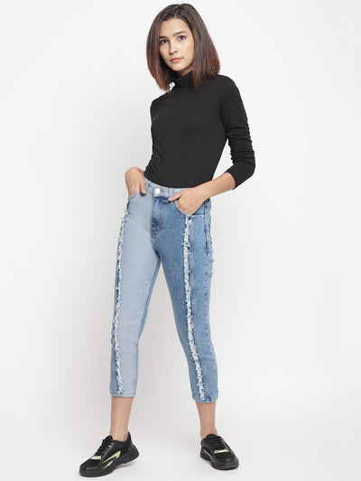 Asymmetric Cut & Sew Jeans