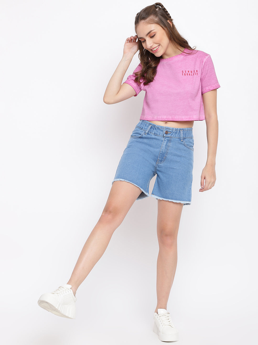 Light Blue High waist Basic Short