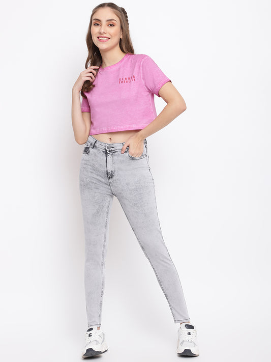 Grey Smokey High Waist Denim Jeans
