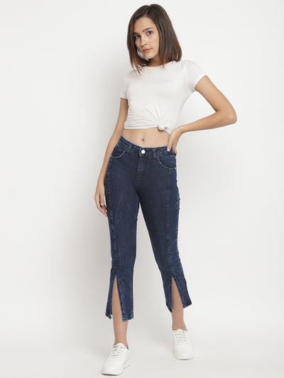 Women Asymmetrical Denim Tapered Jeans