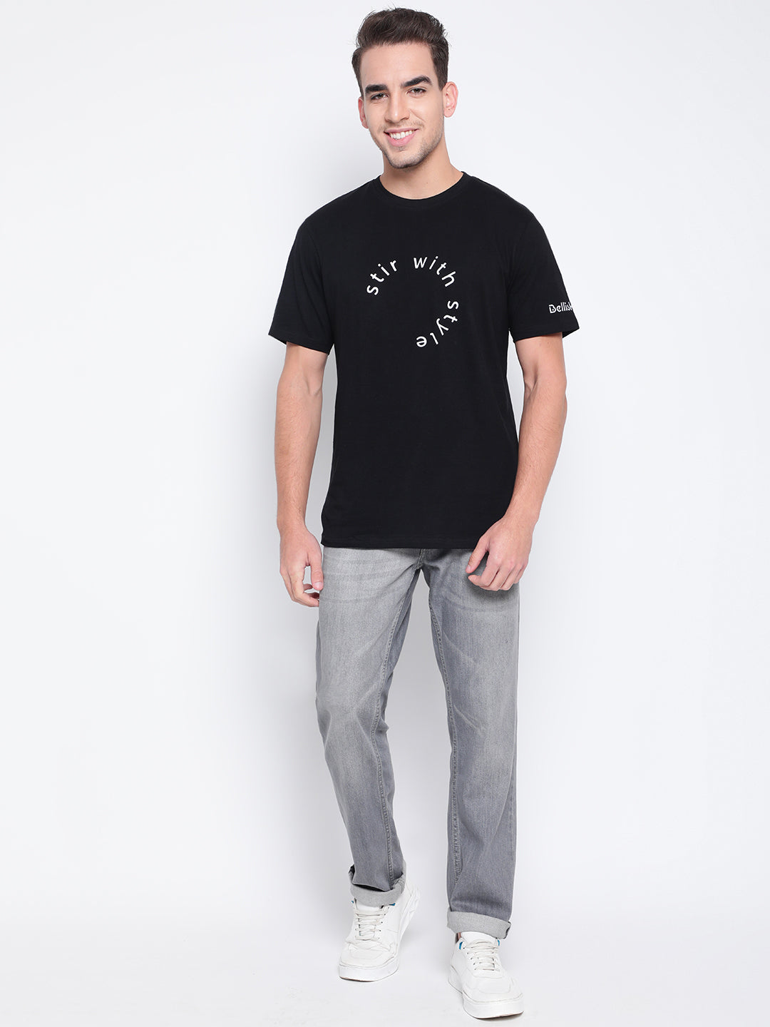 Men Black Printed T-shirt