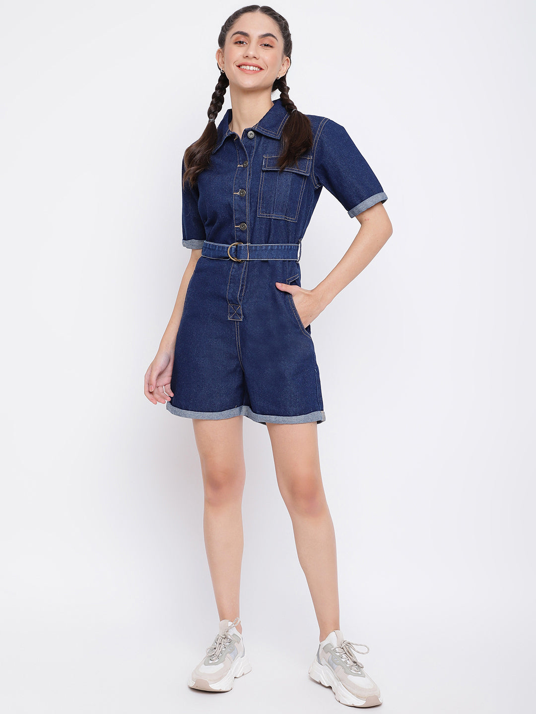 Dark Blue Denim Dungaree with belt