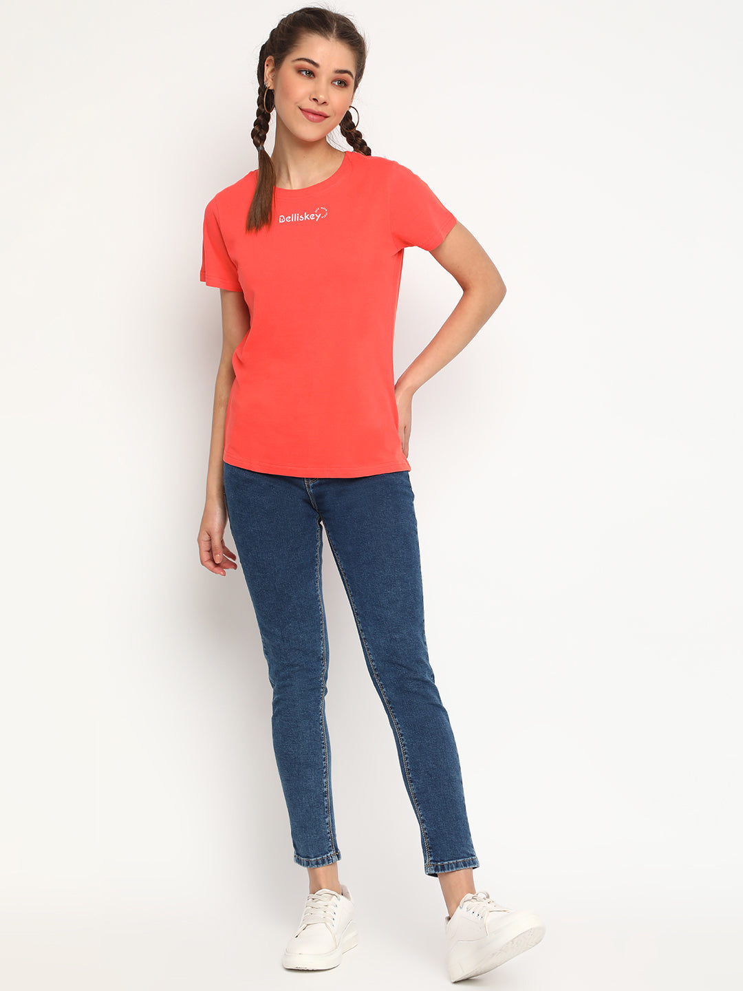 Women Peach Typography Print T-shirt