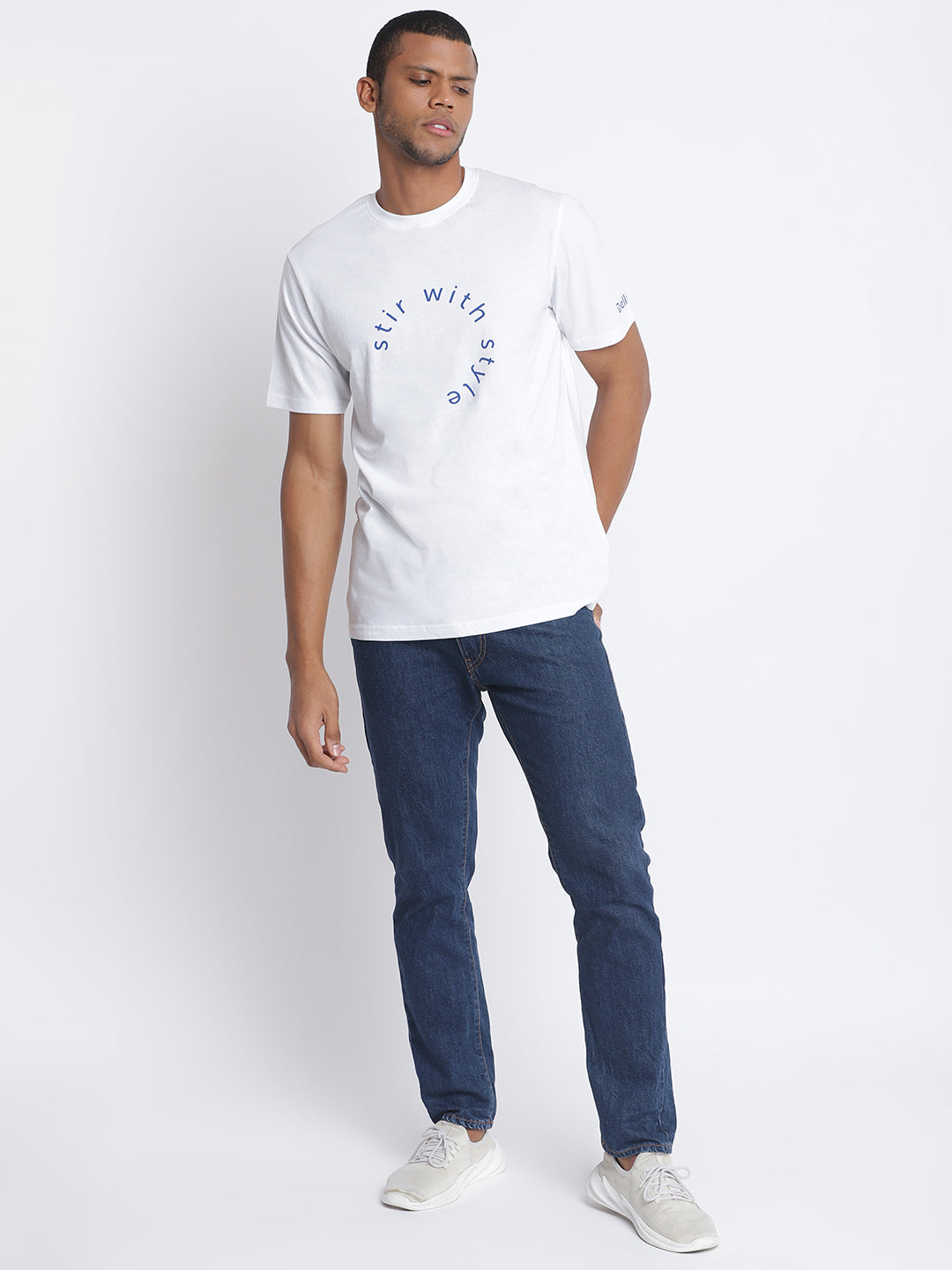 Men Printed White T-shirt