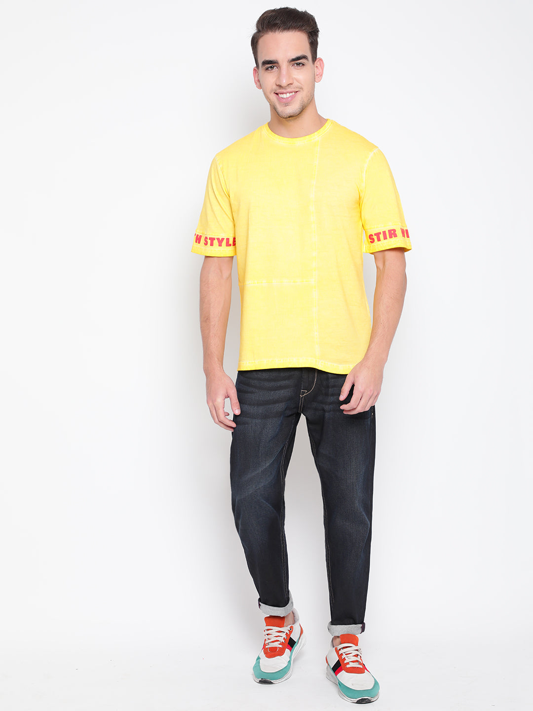 Men Yellow Printed T-shirt