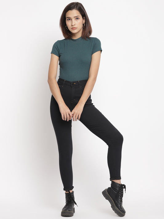 Women Super High Waist Black Super Skinny Denim Jeans