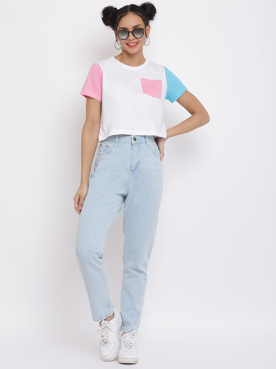 Women White Pantone Crop T-shirt