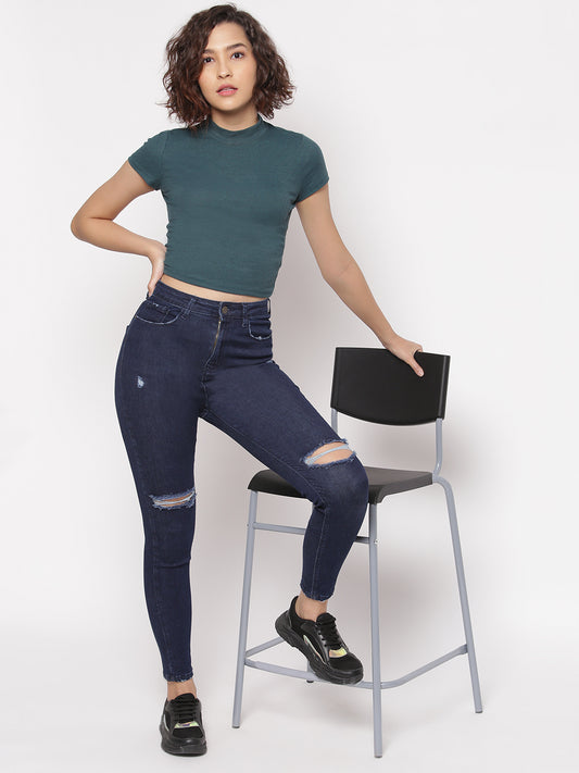 Dark Blue High Skinny Fit Jeans