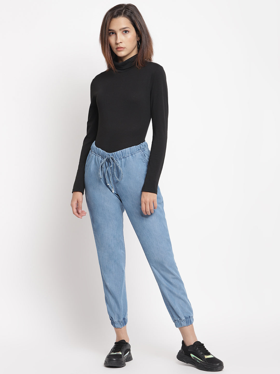 Women Light Weight Elasticated Denim Joggers