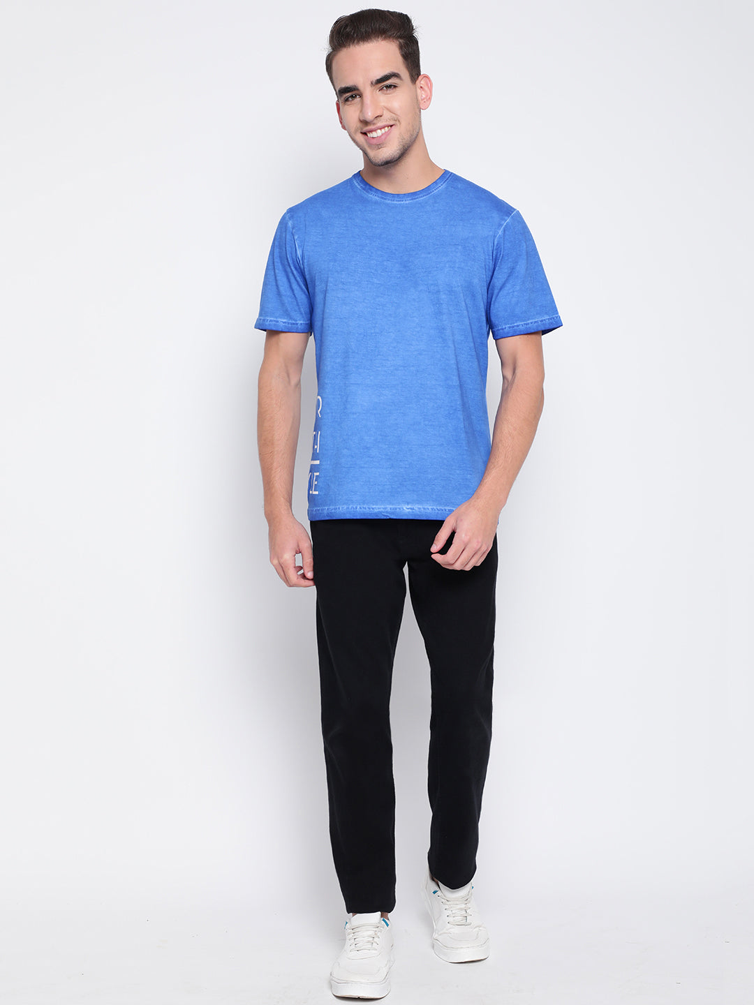Men Blue Cotton T-shirt