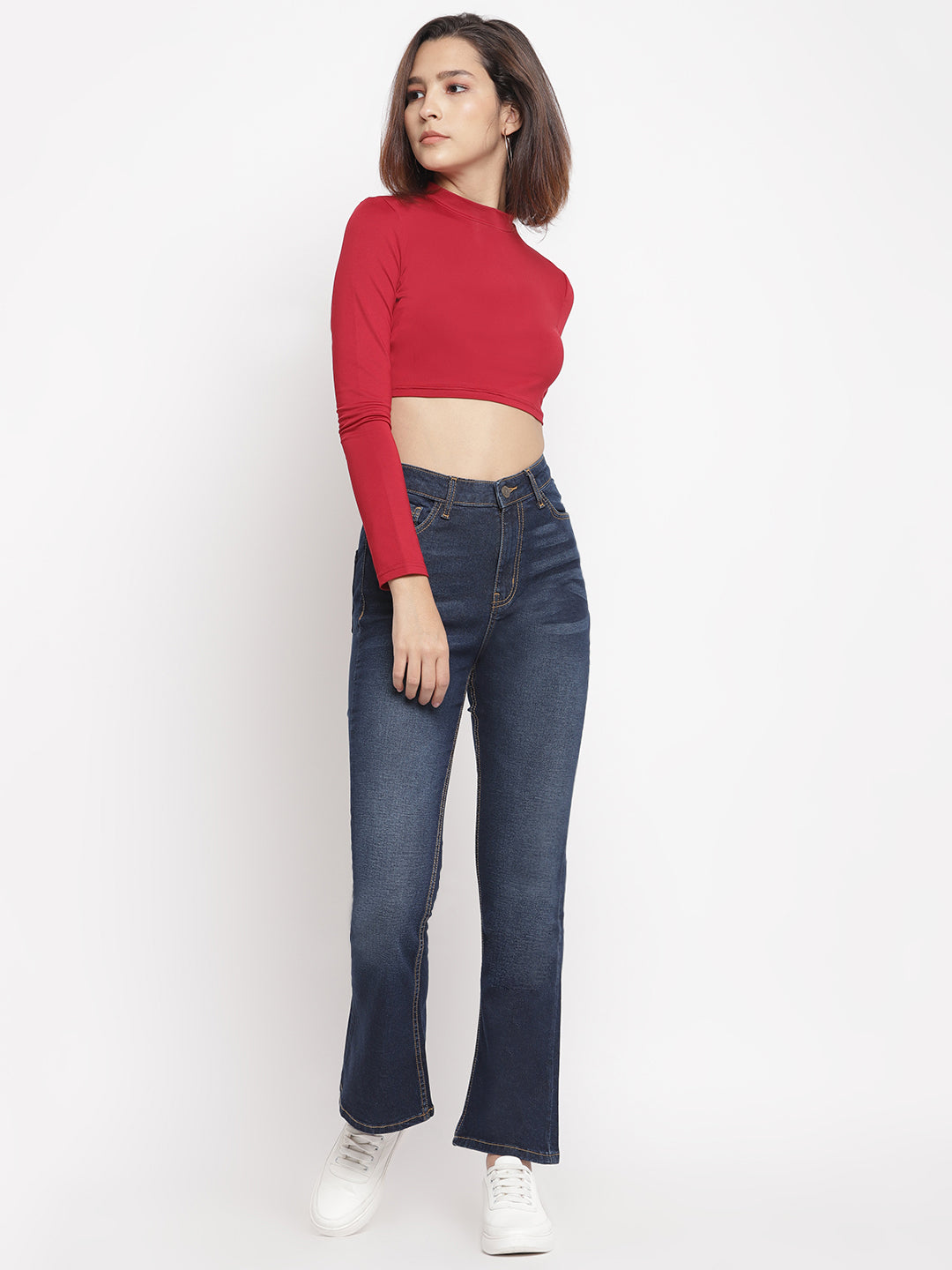 Women Dark Blue Boot Cut Jeans
