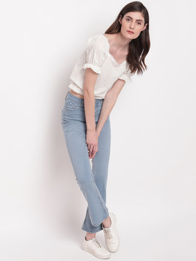 Women Light Blue  Boot Cut Denim Jeans