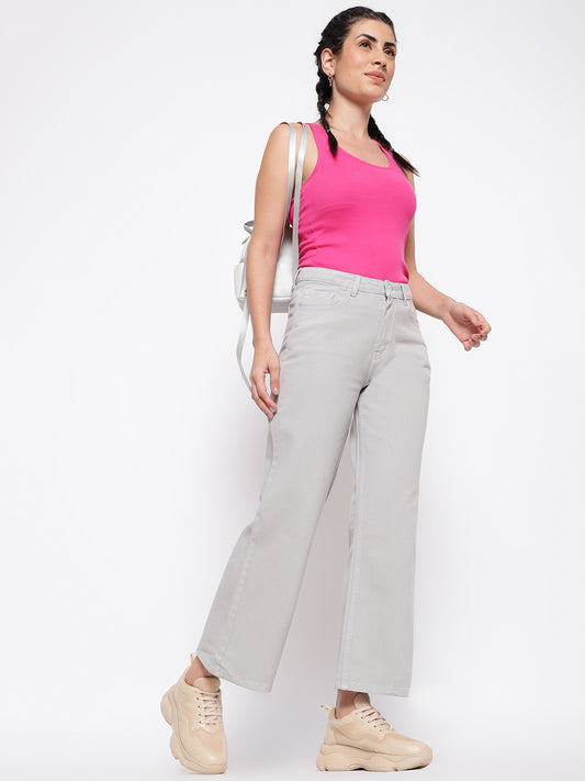 Light Grey Denim Flared Jeans