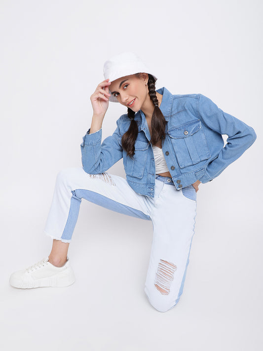 Mid Blue Cropped Jacket
