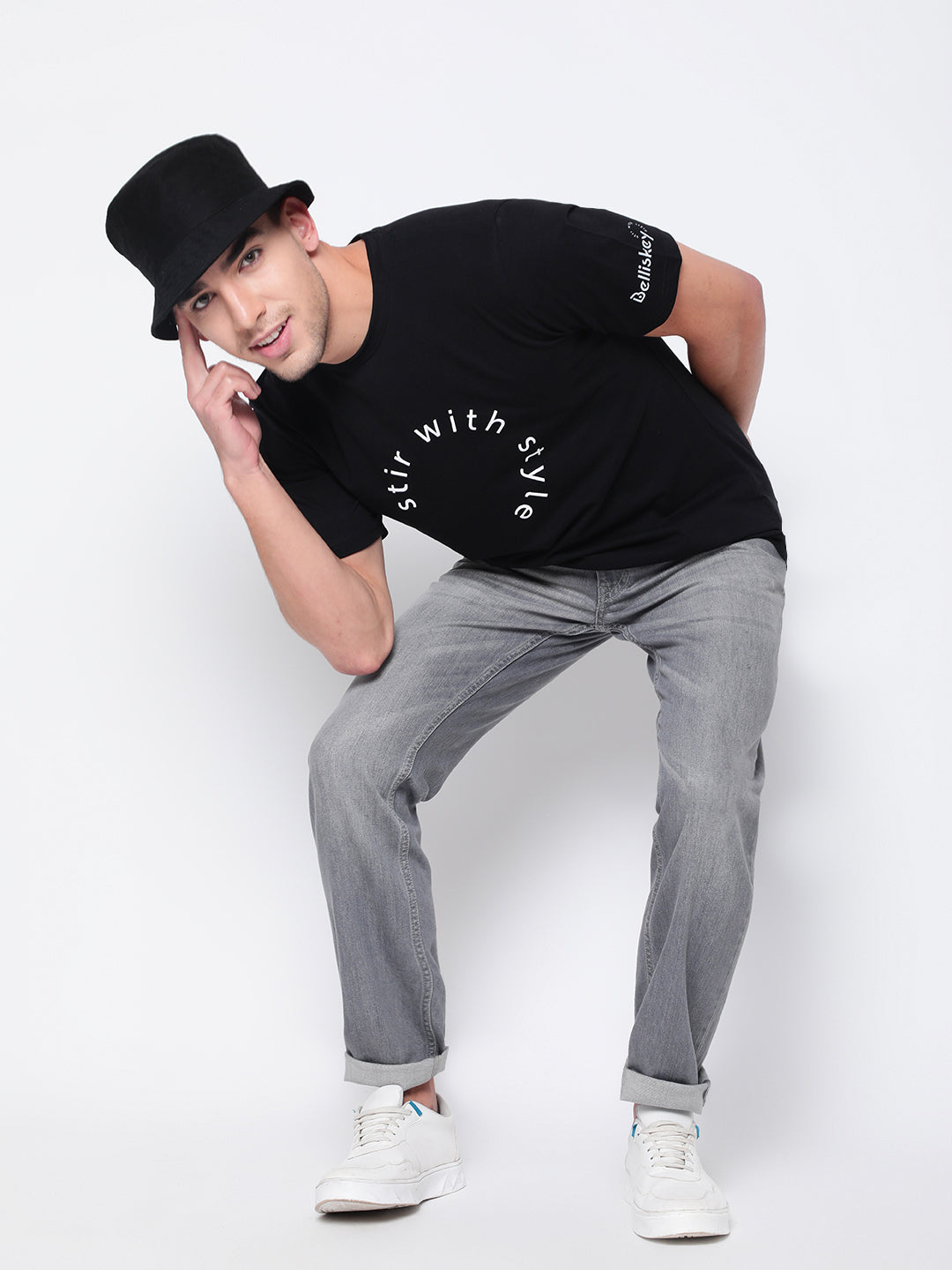 Men Black Printed T-shirt
