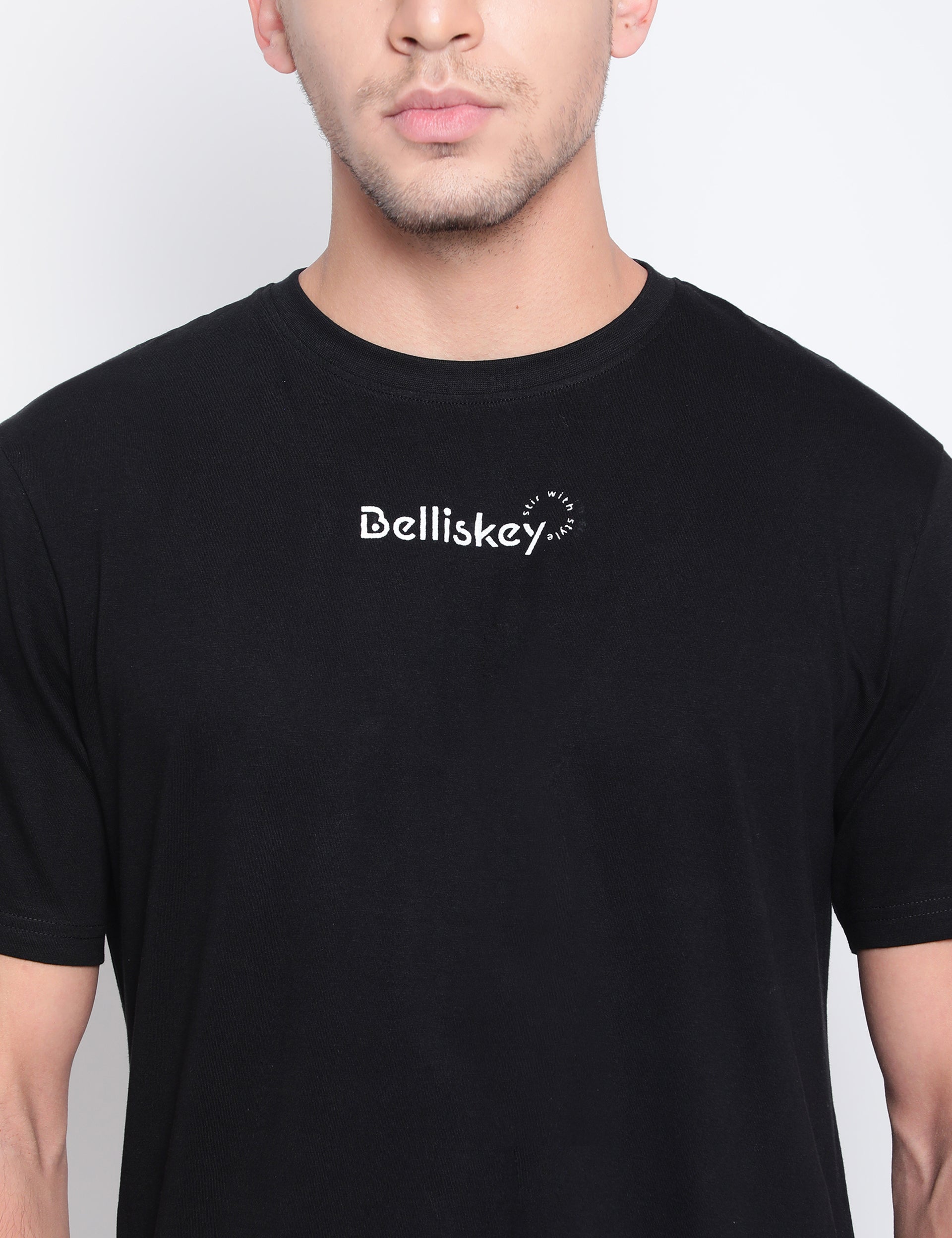 Men Black Printed Cotton T-shirt