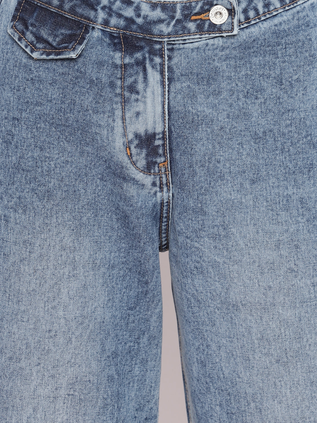 Women Mid-Blue Cropped High Waist Flared Denim Jeans