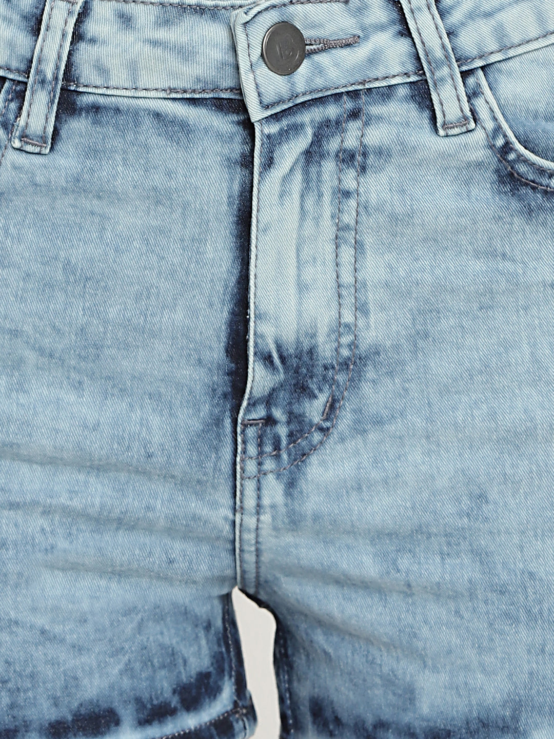 Women High Waist Mid Blue Smoky Denim Shorts