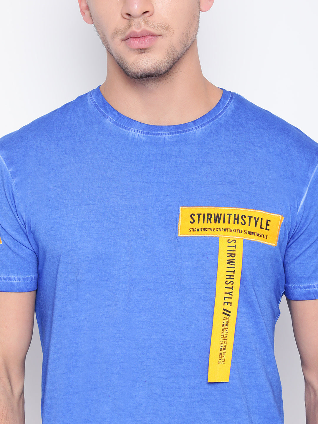 Men Blue Printed T-shirt