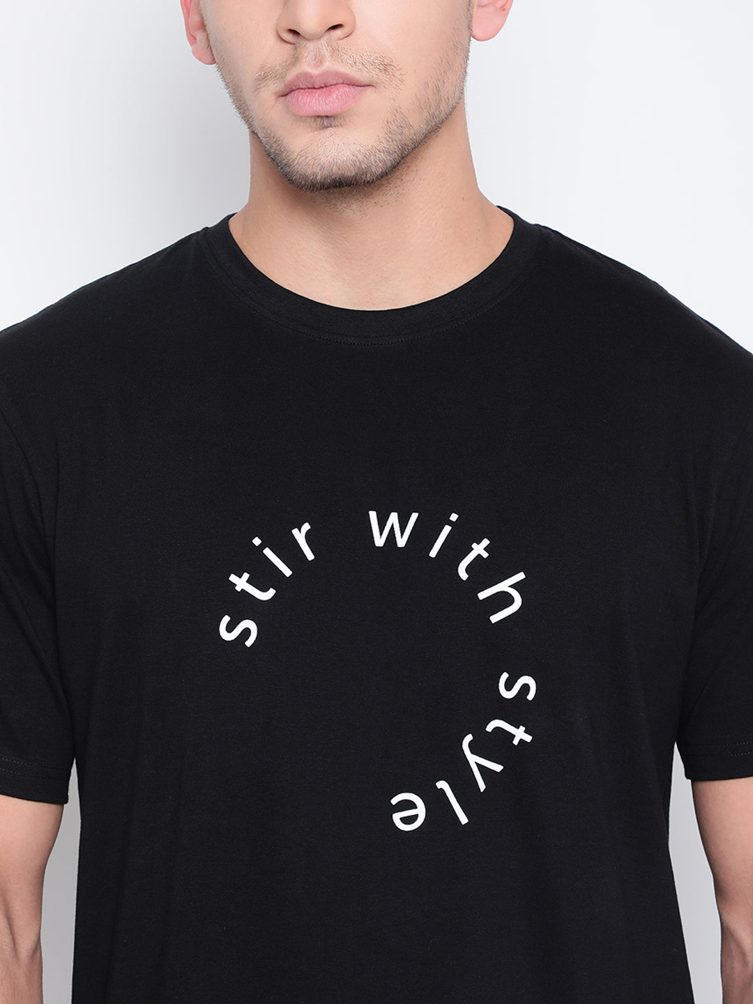Men Black Printed T-shirt