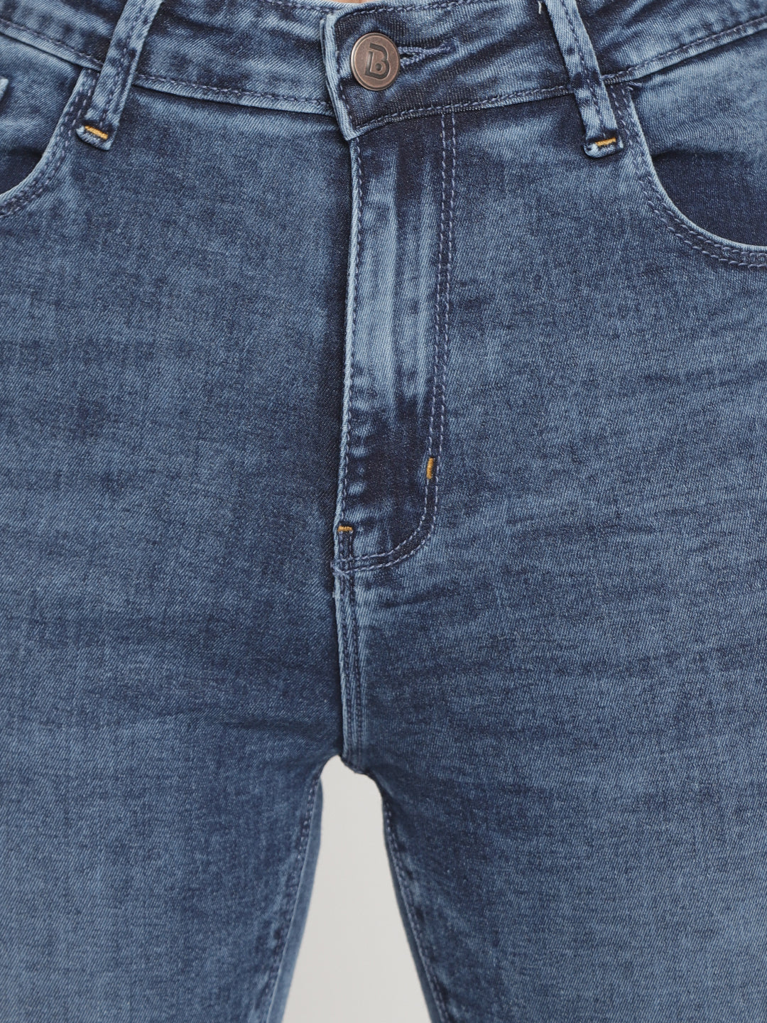 Women High Waist Mid Blue Distressed Super Skinny Denim Jeans
