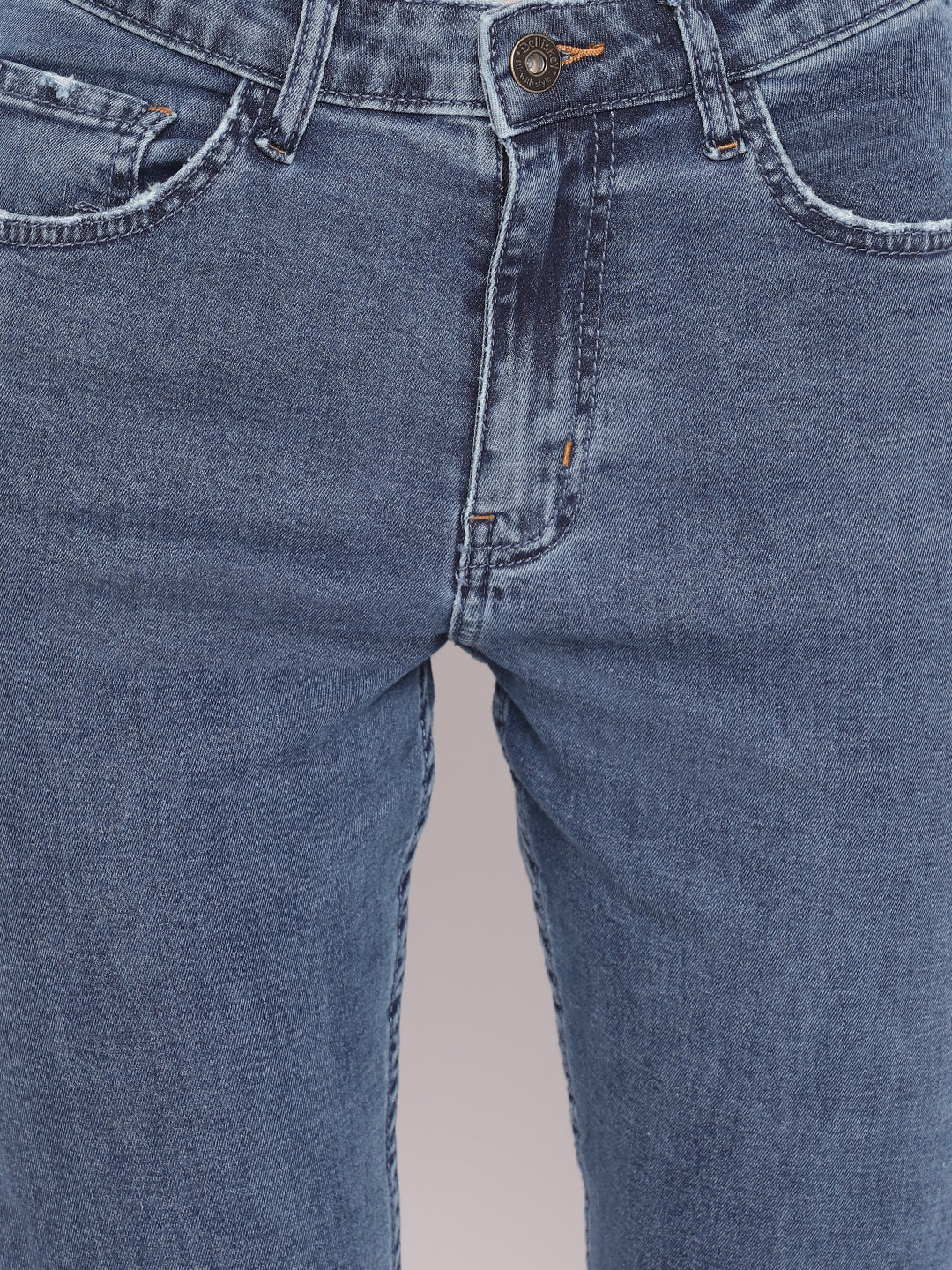 Women Mid-Blue Skinny Fit Flared High Waist Denim Jeans