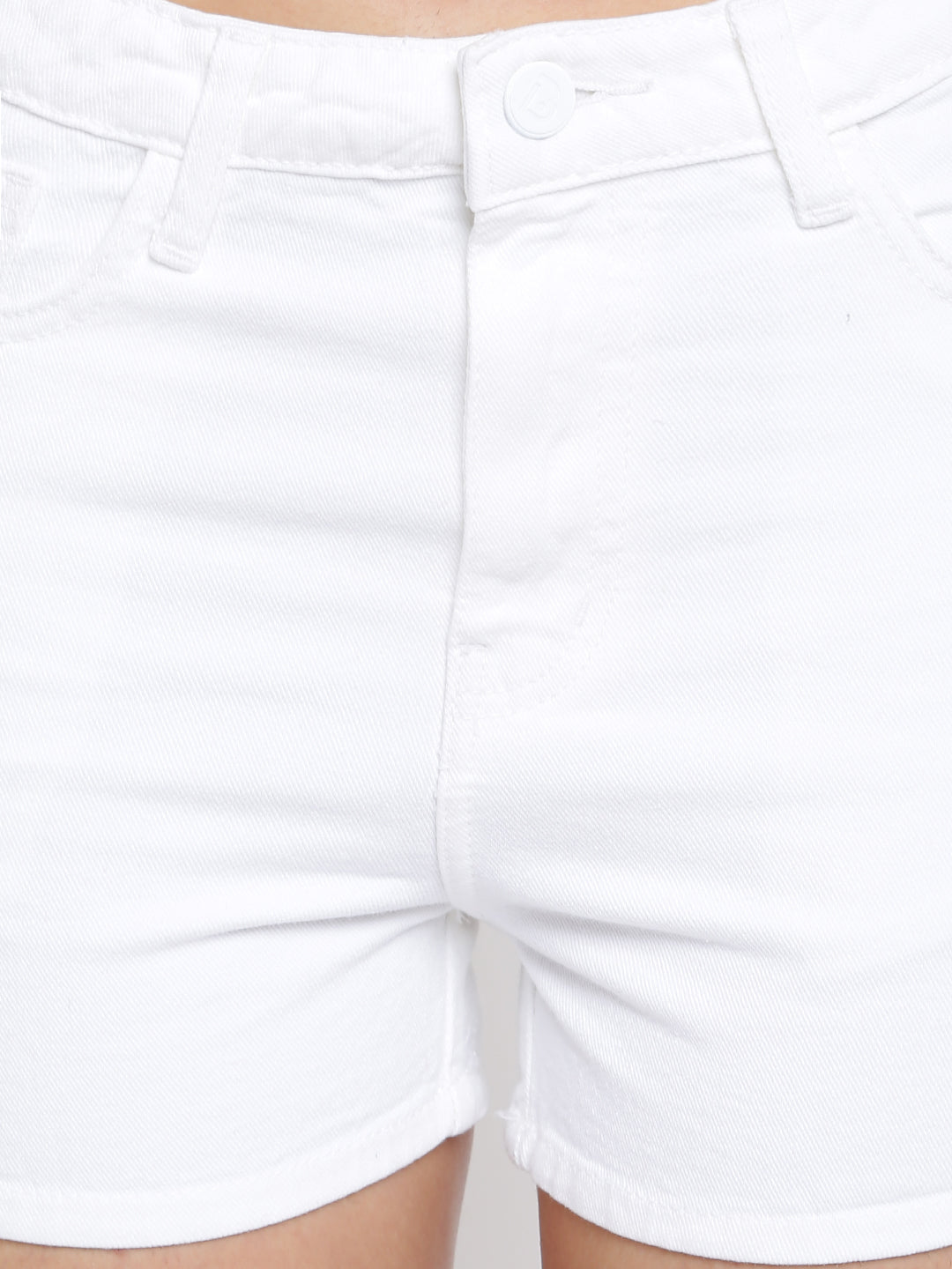 White High Basic Denim Shorts