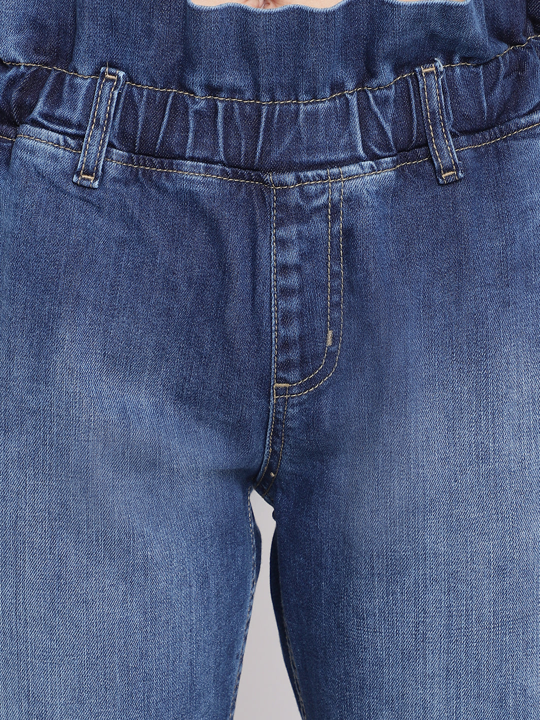 Elasticated Paper Bag Flared Jeans