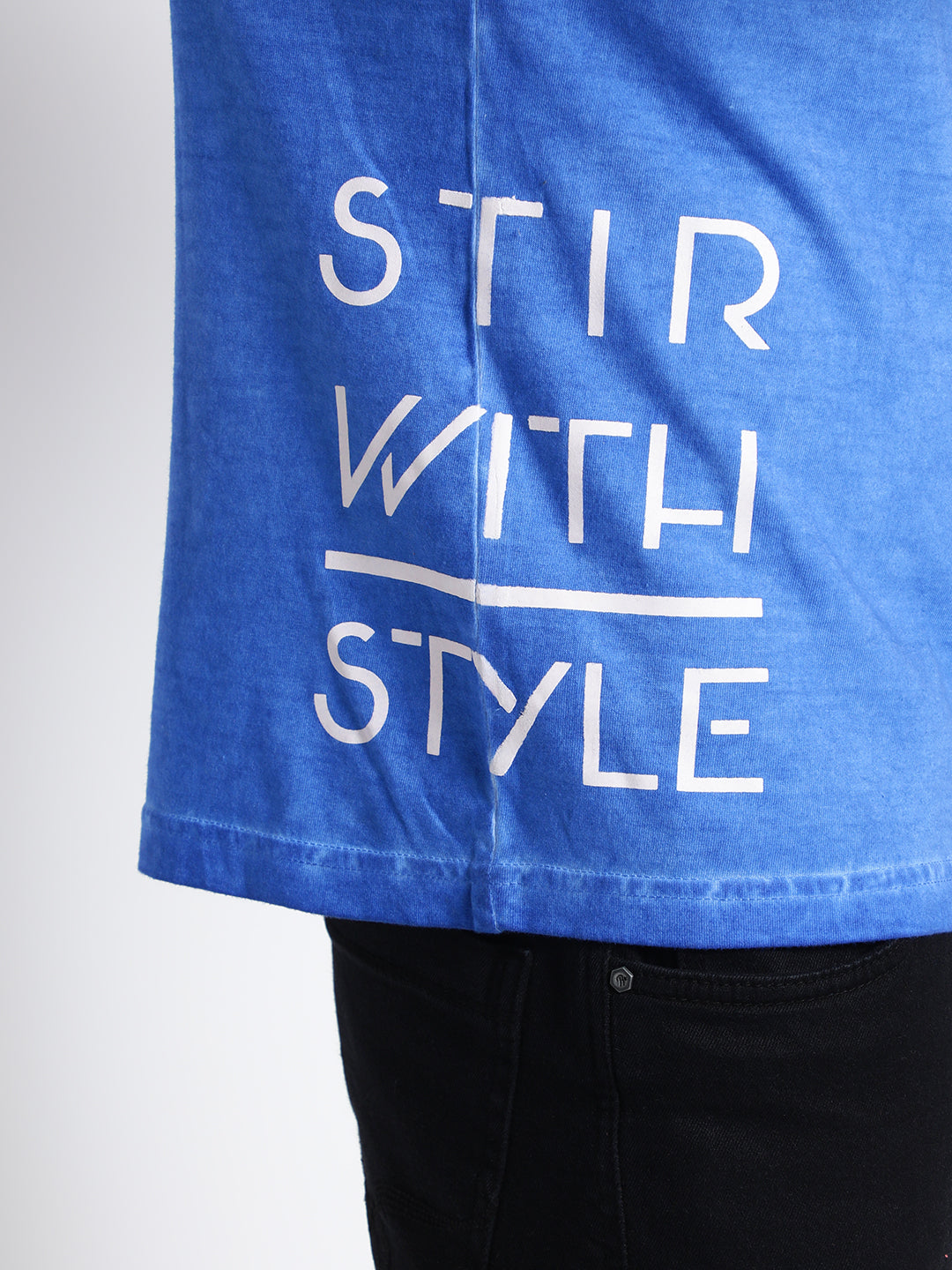 Men Blue Cotton T-shirt